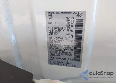 2024 Nissan Rogue Sv Intelligent Awd from USA, damaged, VIN 5N1BT3BB4RC693923